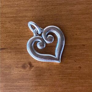 James Avery Retired Sterling Silver Scroll Heart Pendant